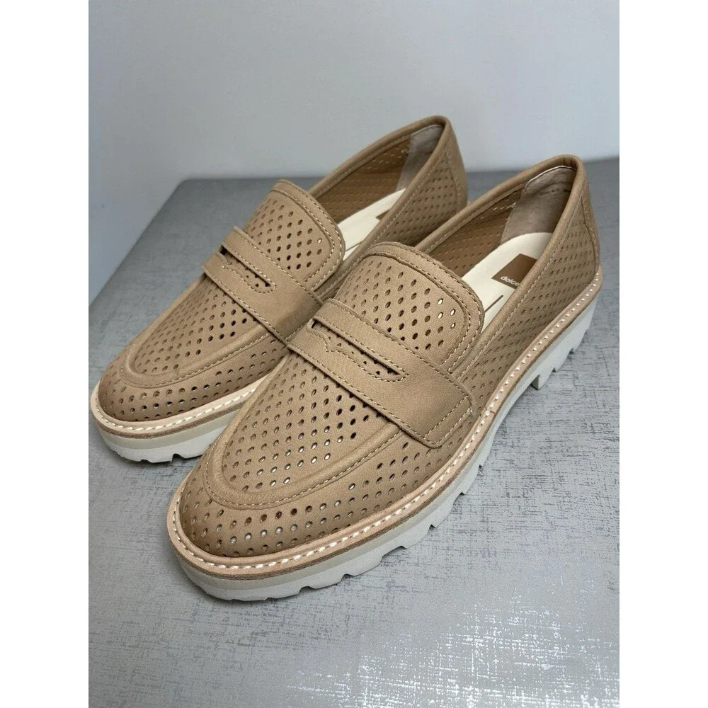 Dolce Malila Chunky Lug Sole Platform‎ Loafers Tan 8.5 Comfort Preppy Shoes